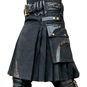 Mannen Schotland Rok Middeleeuwse Vintage Rok Punk Gothic Traditionele Highland Combat Kilt met zakken