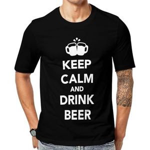 Keep Calm And Drink Beer Grafisch T-shirt met korte mouwen voor heren ronde hals print casual T-shirt tops 4XL