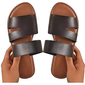 Glijsandalen Dames Opgekleed | Grote maten platte sandalen,Dames zomer platte vrije tijd open tenen schoenen groot formaat platte rubberen sandalen voor meisjes Ximan