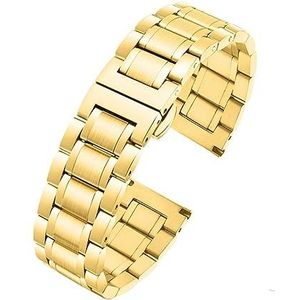 EDVENA Gebogen Einde Roestvrij Stalen Horlogeband 12 13 14 15 16 17 18 19 23 20 Mm 21 Mm 22 Mm 24 Mm Massief Metalen Vlindergesp Armband (Color : Gold, Size : 15mm)