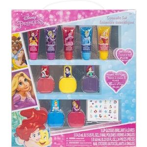 Disney Princess - Townley Girl Sparkly Cosmetische Make-up Set voor meisjes met Lip Gloss Nagellak Nagel Stickers - 11 stuks| Verjaardagscadeau voor meisjes boven de 3 jaar