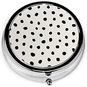 Pil Box Modern Polka Dots Zwart Op Licht Grijs Pil Case voor Portemonnee Leuke Kleine Reizen Ronde Pil Organizer