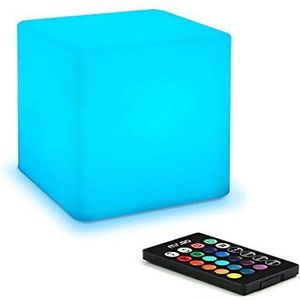 Mr.Go 10CM LED Cube Night Light for Kids, Mood Lighting Lamp with Remote Control, 8 Dimmable Brightness, 16 Warm Light Colours, 4 RGB Colour Changing, USB Rechargeable Bedside Lamp for Baby Bedroom
