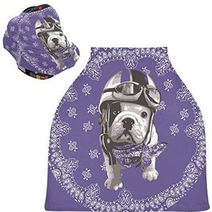 Blue Pug Puppy Hond Baby Autostoelhoes Luifel Stretchy Nursing Covers Ademend Winddicht Winter Sjaal voor Baby Borstvoeding Jongens Meisjes