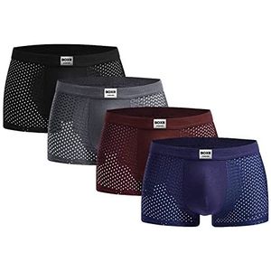 BOXR Underwear, Bamboe onderbroeken, set van 4, zacht, ademend, perfecte pasvorm, voor heren (S, 3XL), Meerkleurig, S