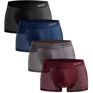 BOXR Underwear, Bamboe onderbroeken, set van 4, zacht, ademend, perfecte pasvorm, voor heren (S, 3XL), Meerkleurig, S