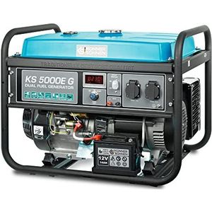 LPG/benzine-generator K&S Könner & Söhnen KS 5000E G van de Dual Fuel-serie, noodstroomaggregaat 4500 W, hand-/elektrische aansluiting, 2 x 16 A, 12 V, stroomgenerator met (AVR), stroomaggregaat, generator kortsluitbeveiliging