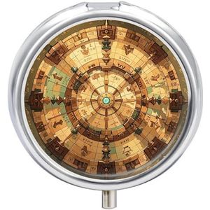 Treasure Map Pillendoosje Ronde Draagbare Pillenorganisator Waterdichte Dagelijkse Vitamine Houder Dozen Creatieve 3 Compartimenten Geneeskunde Pil Case voor Portemonnee Of Pocket