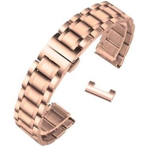 Jeniko Gebogen uiteinde roestvrijstalen horlogeband armband horlogebanden 16mm 17mm 18mm 19mm 20mm 21mm 22mm 23mm 24mm stalen bandarmband (Color : Rose gold-flat, Size : 19mm)