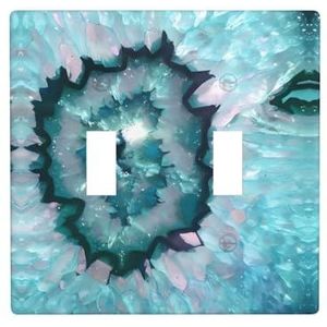 ZhaoYuGoods Teal Agate Print Muurplaat, Dubbele Toggle Lichtschakelaar Outlet Cover 2-Gang 11,4 cm x 11,4 cm, PC Decoratieve Voorplaat voor Thuis & Kantoor