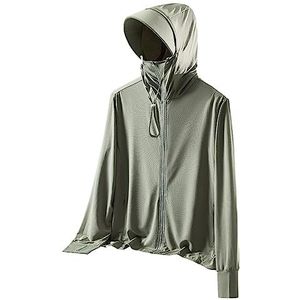 Heren Volledige Rits UPF 50+ Zon Bescherming Hoodie Lange Mouwen Shirts Met Zakken, Lichtgewicht Hoodies Voor Mannen Om Te Vissen (Color : Green, Size : L)