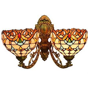 Tiffany's Dubbele Hoofdmuurlamp, 8 Inch, Brits, Modern En Creatief, Voor Eenvoudig Gebrandschilderd Glas, Barokstijl, Glazen Lamp Voor Bar