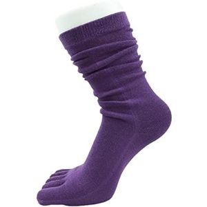 Teensokken Vrouwen herfst vijf vinger lange buis sokken eenvoudige effen kleur zachte casual ademend teen gescheiden katoen kousen Teensokken voor Heren en Dames (Size : Purple)