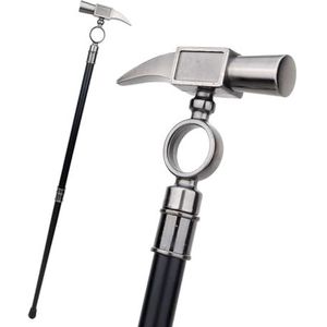 De Bouwers Buddy Cane - Opvouwbare Wandelstok Met Hamerontwerp, 3 Verstelbare Secties voor Stabiele Ondersteuning, Hulpmiddelen, 36,6 Inch