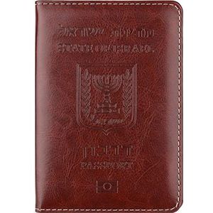 Reizen PU lederen Israël paspoort beschermhoes portemonnee mannen vrouwen Israëlische creditcardhouder beschermhoes, Bruin, 10*14.2*0.7 cm