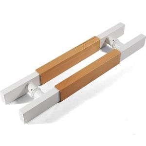 Deurgreep, schuifdeurgreep van massief hout, roestvrijstalen deurgreep, vierkante buis schuifdeurgreep, geschikt for glazen deuren/houten deuren/schuurdeuren, 2 kleuren, 4 maten(White,600 * 400mm)