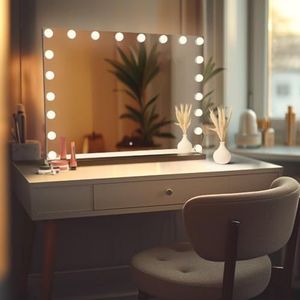 SensaHome Vanity Mirror Pro - Hollywood Make-up Spiegel met 15 Dimbare LED Lampen - 3 Lichtstanden - 80x60cm - Zwart