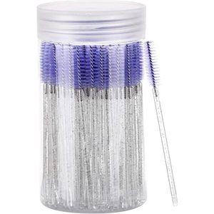 100 stuks wimperborstel, mascara toverstaf make-up applicators kits voor wimperverlengingen, wenkbrauwborstel met container (roze, zwart)