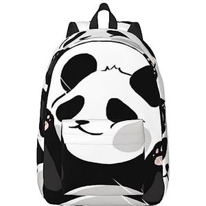 NOKOER Grappige Panda Gedrukt Canvas Rugzak,Laptop Rugzak,Lichtgewicht Reisrugzak Voor Mannen En Vrouwen, Zwart, Small