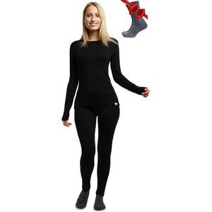 Merino.tech Merino.tech set van merinowol, basislaag voor dames, thermisch ondergoed top en broek, licht, medium en zeer warm, M