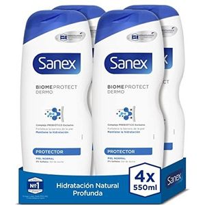 Sanex Biomeprotect Dermo bescherming, douchegel of badgel, normale huid, met prebiotica, bestrijdt bacteriën, 4 stuks x 550 ml