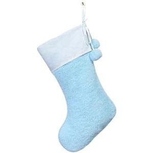 MAKOMAKI Kerstkous met Canvas Manchet Sublimatie Soft Touch Velvet Met Pom (Blauw)