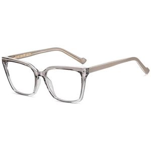 moomoobird Vierkante computerbril, anti-blauw licht, TR90-montuur, modieuze kattenoogbril, montuur voor vrouwen, Grijs Clear Frame