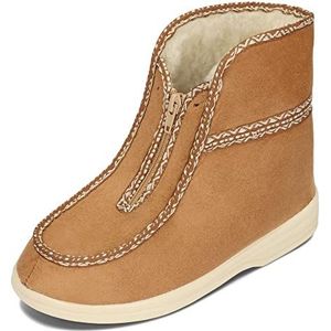 BAWAL Dames Warme Pantoffels Winter Velours Gevoerd met Wol Rits Hoge Schacht 36-41 EU (Beige, EU-systeem voor schoenmaten, Volwassene, Numeriek, Normaal, 38)