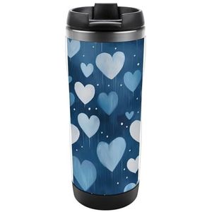 Hart Print Travel Mok Rvs Koffie Cup Isolatie Tumbler Thermische Mok voor Thee Sap