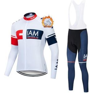 GOOSHE Heren Winter Fietspak Winddicht Lichtgewicht Thermische Cycle Kleding Set - Lange Mouw Warm Jersey, 3D Gewatteerde Bib Tight voor Fietsen, Fleece Thermische Cycle Kleding Set, W2053, XXL