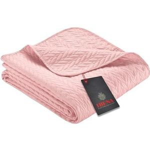 Ibena Nancy Sprei 140x210 cm - Bedsprei roze, lichte deken met vlechtpatroon