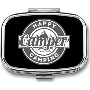 Happy Camping Travel Pillendoosje 2 compartimenten draagbare pillenorganizer kleine pillendoos voor portemonnee zak