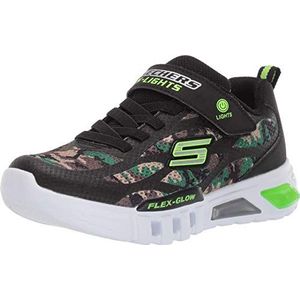 Skechers Flex-Glow Sneakers voor jongens, Zwarte Synthetische Textiel Zwarte Lime Trim, 35 EU
