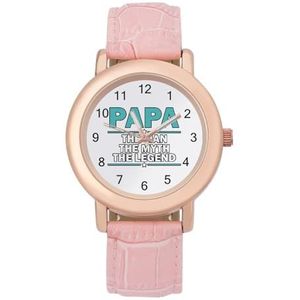 Papa The Man The Myth The Legend Horloges voor Vrouwen Mode Sport Horloge Vrouwen Lederen Horloge