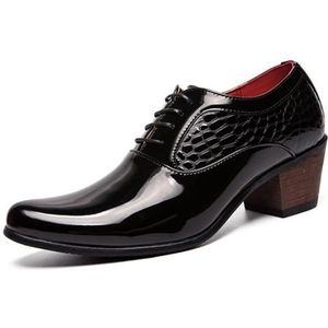 Klassieke formele herenschoenen met veters, casual modieuze, met leer gevoerde Oxford-schoenen met puntige neus-Glossy||41