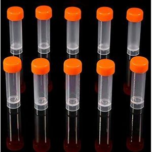 Fydun Reageerbuisjes, 10 stuks, 5 ml, kunststof, bevroren reageerbuisjes, flesjes met schroefdop, verpakking met siliconen afdichting