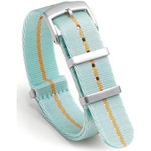 InOmak Horlogeband van nylon, 20/22 mm, sportieve textielband, lichtblauw, geel, zilver, 20mm, strepen