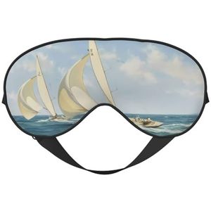 Zeilboot schip landschap unisex elastische verstelbare gesp ontwerp verduisterende slaap oogmasker voor thuis reizen yoga kantoor dutje