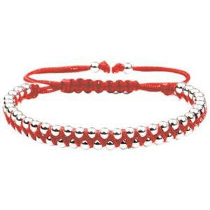 4 mm roestvrijstalen kralen gevlochten armband verstelbaar handgemaakt mode rood zwart koord geschikt for vrouwen mannen gunsten familie paar sieraden(Color:3)