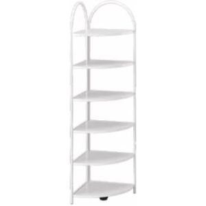 Hoekboekenkast, 6-laags Hoekplank Hoekboekenplank Hoekboekenkast Voor Kleine Ruimte Slaapkamer Woonkamer Keuken Veelzijdig Opbergmeubel(Color:White)