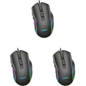 Tityvirnix 3 set Game Muis Bedrade 10 Knoppen Gaming Muis Verstelbare RGB Computer Accessoire Met Multicolor Licht