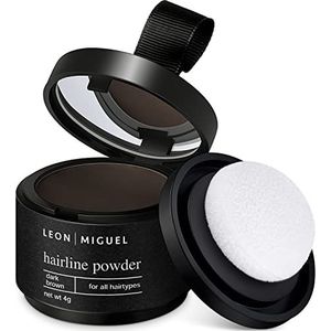 LEON MIGUEL Hair Line Powder - concealer/aanzetpoeder | haarverdichting en haaropvuller door Shadow Make-Up | waterdicht (DONKER BRUIN)