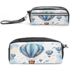 MNVTSKOP Blauwe Hete Luchtballon Make-uptas Kleine Cosmetische Reistas Draagbare Briefpapier Organizer voor Vrouwen Leraar