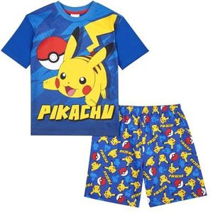 Pokemon Jongens Pyjama Pikachu Pjs Set Leeftijd 5 tot 12 jaar oud, Pokemon Nachtkleding, Blauw, 7-8 jaar