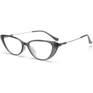 Vrouwen Mode Bril Cat Eye Metaal TR90 Brilmontuur Vrouwelijke Trendy Accessoires, Grijs Met Helder