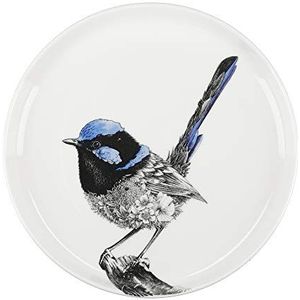 Maxwell & Williams Marini Ferlazzo Vogels, Decoratief Ontbijtbord met Ornaatelfje , Gebaksbordje in Geschenkverpakking, Fijn Porselein, Wit, 20 Centimeter
