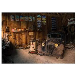 Forwall Fotobehang oldtimer auto retro route 66 oude werkplaats woonkamer slaapkamer vlies behang behang UV-bestendig hoge resolutie klaar voor montage (10518, VEXXL (312x219 cm) 3 banen)