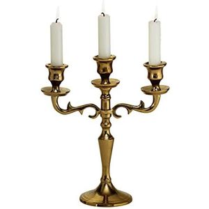 Boltze Kandelaar Varas (goud, 3 lichtpunten, hoogte 26 cm, kandelaar van metaal, decoratie eettafel/commode, stijlvol design) 1019023