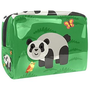 Make-up tas PVC met ritssluiting toilettas waterdichte cosmetische tas met groene panda voor vrouwen en meisjes