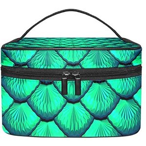 Groene Weegschalen Zeemeermin Make-up Organizer Bag, Reizen Make-up Tas Organizer Case Draagbare Cosmetische Tas voor Vrouwen en Meisjes Toiletartikelen, Meerkleurig, 22.5x15x13.8cm/8.9x5.9x5.4in